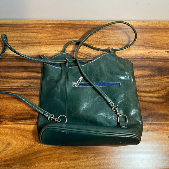 Vera Pelle Backpack Purse Green Leather